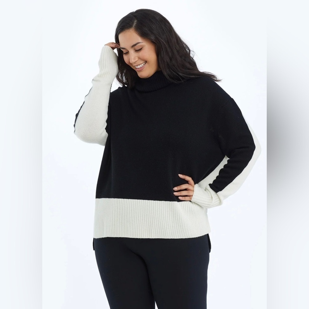 NWT Summersalt The Coziest Cashmere Blend Turtleneck Sea‎ Urchin & White Sand XS - Picture 4 of 10